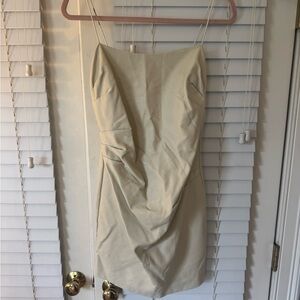 Astr the Label Cream Faux Leather Dress